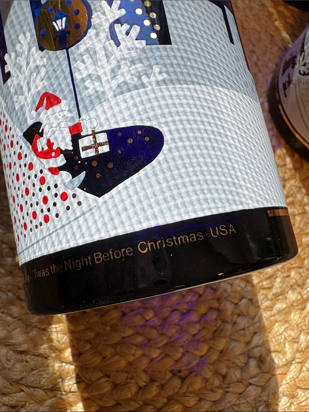 (4) Vintage Cobalt Blue Noritake 'Twas The Night Before Christmas Glasses
